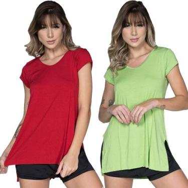 Imagem de KIT 2 Blusa Ju Fitness Sobre Legging Lisa WLS Modas Tapa Bumbum Academ