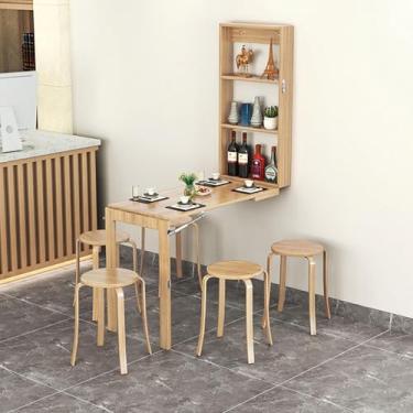 Imagem de Montado Na Parede, Mesa De Jantar Fixada Na Parede, Mesa Conversível, Mesa De Montagem Na Parede, Mesa Multifuncional Para Escritório Em Casa, Mesa De Computador Com Ec, Wood Color, 90 * 45cm