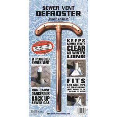Imagem de Sewer Skewer Descongelador de ventilação para canos de esgoto e aberturas de teto, evita congelamento e entupimento, camiseta de cobre, feita nos EUA