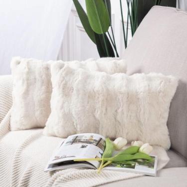 Imagem de Capa de travesseiro MADIZZ Thick Plush Wool 30x50cm Creme, pacote com 