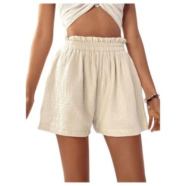 Imagem de Shorts largos para pernas largas MakeMechic, tamanho grande, bege, méd