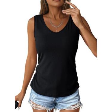 Imagem de Camiseta regata feminina Dokotoo, de verão, com decote em V, sem manga