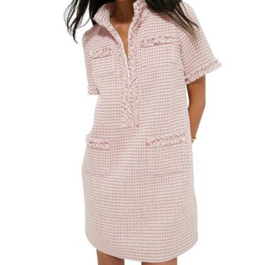 Imagem de Vestido COZYPOIN, minivestido feminino, elegante, rosa com bolsos