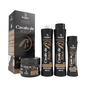 Imagem de Kit Tratamento Capilar Cavalo de Raça Profissional, Preto, 4 Produtos, Shampoo, Condicionador, Máscara, Super Condicionante