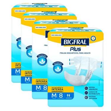 Imagem de Kit 4 Fralda Bigfral Plus M 8 Unidades