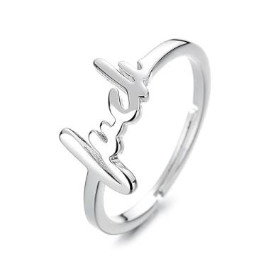 Imagem de sunglnl Fuck Anel giratório de controle de humor, Fuck You Me Lies Everything Anel de cobre prata Fidget Anxiety Anéis grossos Exclusivo Declaração Vintage Split Cool Square Anel para Mulheres Homens