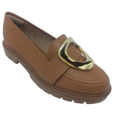 Imagem de Mocassim Beira Rio Feminino Napa Turim com Enfeite Dourado, Camel, 37