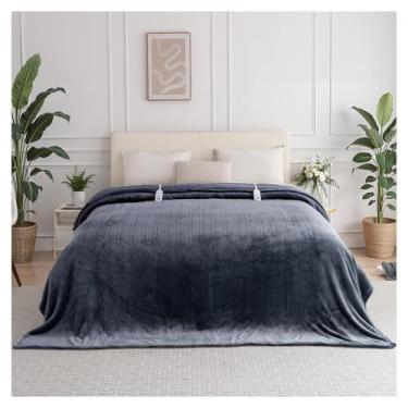 Imagem de ceamorfco Cobertor aquecido King Size 254 x 228 cm, flanela macia e sherpa cobertor elétrico King com 10 horas de desligamento automático, 8 níveis de aquecimento, cobertor de aquecimento rápido para