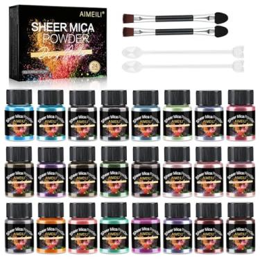 Imagem de AIMEILI Pó de mica para resina epóxi, vegano, livre de crueldade, 24 cores de pigmento em pó para corante, esmalte de gel, fabricação de sabão, fabricação de velas