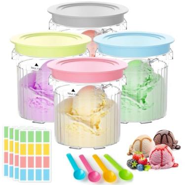 Imagem de GuanQiao Recipientes de cerveja com tampas para Ninja Creami Breeze NC100/NC200, copos de sorvete de 473 ml, pacote com 4, transparente