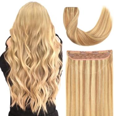 Imagem de Extensões de cabelo invisíveis cabelo humano real - 45,7 cm 80G P18/22 loiro acinzentado destaques loiro dourado transparente linha de peixe clip-ins peça de cabelo, extensões de cabelo humano 100%