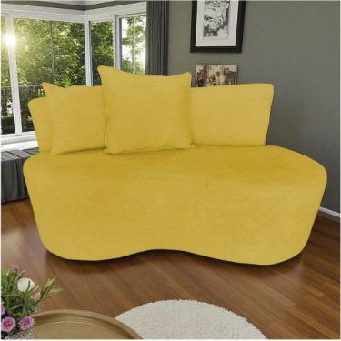 Imagem de Namoradeira Sofá 2 Lugares Yara Orgânica Couro Amarelo - Mansão Decor