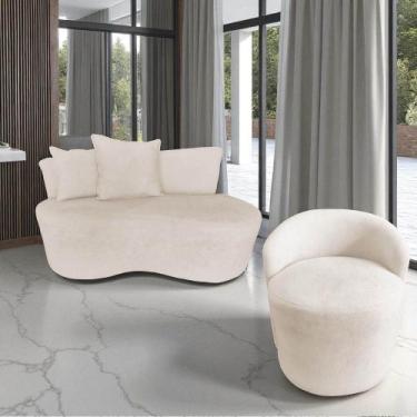 Imagem de Kit Namoradeira + Poltrona Yara Orgânica Bouclé Marfim - Mansão Decor