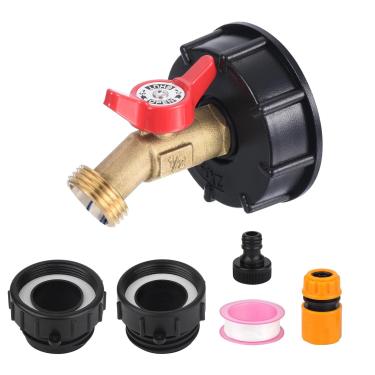 Imagem de Adaptador de drenagem IBC de 3 tamanhos, conector de tanque de água, conector de plugue de drenagem de mangueira de jardim, adaptador IBC, rosca fina grossa fêmea