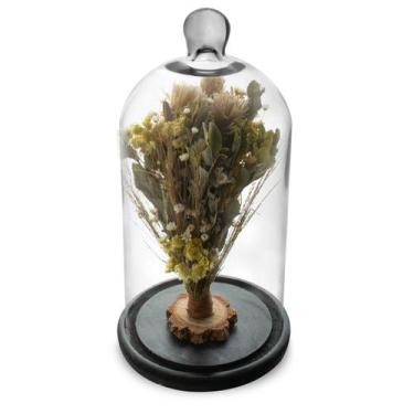 Imagem de Arranjo de Flores Secas na Cúpula V2 Redoma 30cm - Pense Flores, Branc
