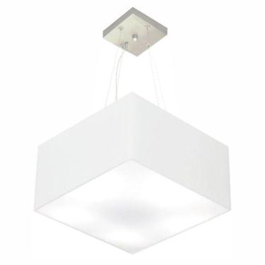 Imagem de Lustre Pendente Quadrado Vivare Md-4195 Cúpula Em Tecido 25/40x40cm - Bivolt Branco 127/220v
