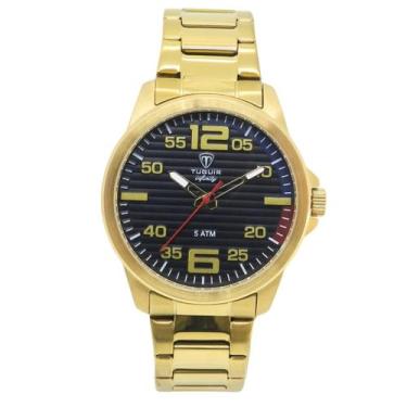 Imagem de Relógio Masculino Aço Tuguir Analógico 9169A Dourado Preto