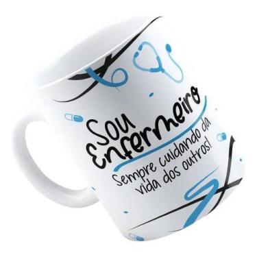 Imagem de Caneca Xícara de Porcelana Cerâmica  Profissão Enfermagem Enfermeira E