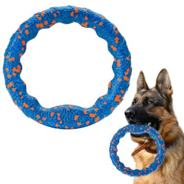 Imagem de FUSOTO Anel de brinquedo para cães, discos voadores indestrutíveis para capturar, anel flutuante de treinamento de cães para raças médias e grandes (azul - φ9 polegadas)