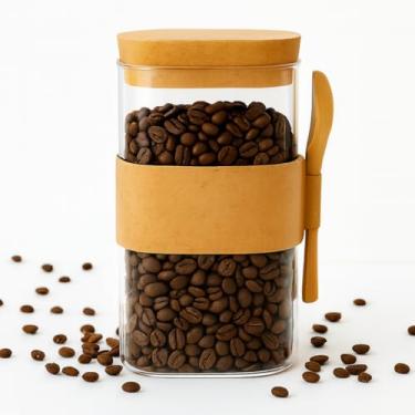 Imagem de Pote de Vidro com Tampa de Cortiça 1500ml Conjunto com Colher de Madeira para Armazenamento de Alimentos