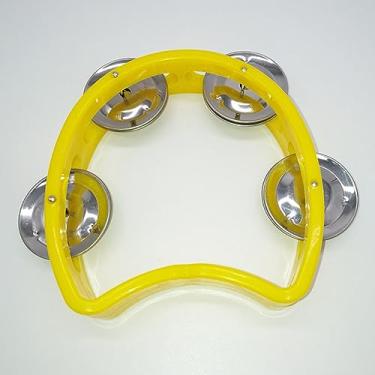 Imagem de Zhjvihx 4 Bells Tambourine, Pandeiro de Plástico Durável Fácil de Usar Som Nítido para Crianças Adultos para Jardim de Infância (Amarelo)