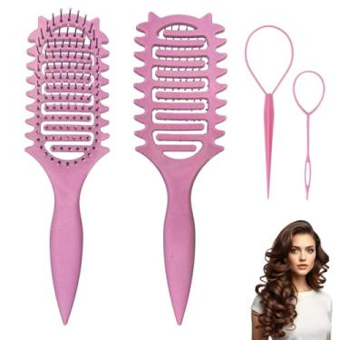 Imagem de DUTIKA Escova definidora de cachos, escova de cabelo cacheado molhado para cabelos cacheados, escova de cabelo ventilada para desembaraçar, modelar e definir cachos para mulheres e homens, cabelos