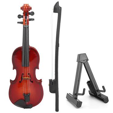 Imagem de Violino 1/6, Miniatura Delicada e Não Tóxica, Decoração de Instrumento 1/6 Com Base de Ornamento (10 cm [acompanha caixa em imitação de pele)