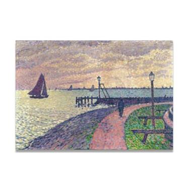 Imagem de Entrada para o Porto de VolendamThéo van Rysselberghe: Impressão em tela neoimpressionista belga chave 50 x 70 cm sem moldura
