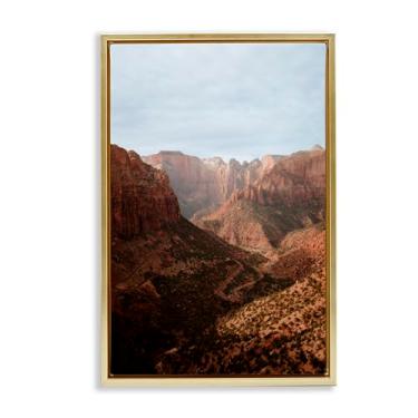 Imagem de Stupell Industries Arte de parede em tela flutuante com moldura dourada do Vast Canyon Zion Park, design por Jade Sharp Photo, 78 x 53 cm