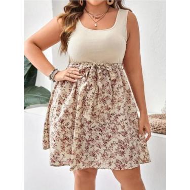 Imagem de Vestido De Verão plus Size Com Estampa Floral Sem Mangas Comprimento A