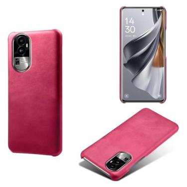 Imagem de Capa para OPPO Reno 10,Proteção contra quedas,Casca de volta de cor sólida simples,Design de couro de imitação de plástico-Rose