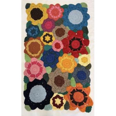 Imagem de Tapete 50x80cm Croche Floral Feito A Mao Artesanato - ARTFIO
