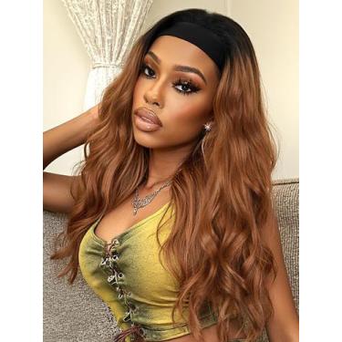 Imagem de Peruca FANCEE Yaki Wavy Headband Ombre Brown Kinky Straight 14 polegad