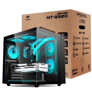 Imagem de Gabinete Gamer Aquário C3Tech MT-G920BK, Mid Tower, Vidro Temperado, Suporte Water Cooler, Sem Fonte, Preto - Aquarius