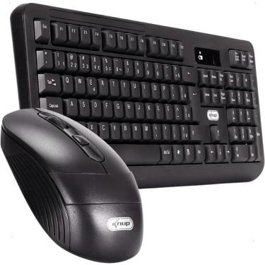 Imagem de Kit Teclado E Mouse Sem Fio Abnt2 Full Size, 106 Teclas Silenciosas Qwerty, Teclas Gravadas Laser, Usb 2.0 3.0, Para Windows E Linux  Knup Kp-2064