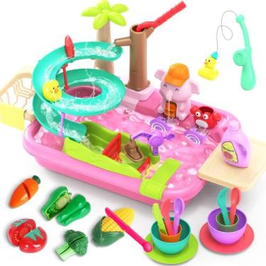 Imagem de Jogue Sink Toy flybakiz com água corrente, brinquedo de cozinha com ma