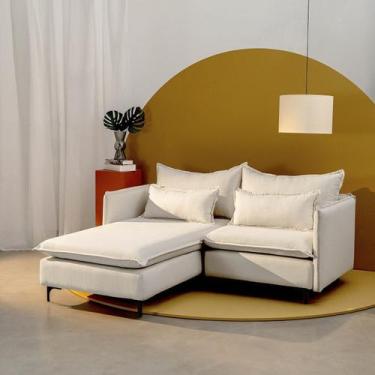 Imagem de Sofá Modular 2 Lugares com Chaise e Pé Metal Sôma CabeCasa MadeiraOrig