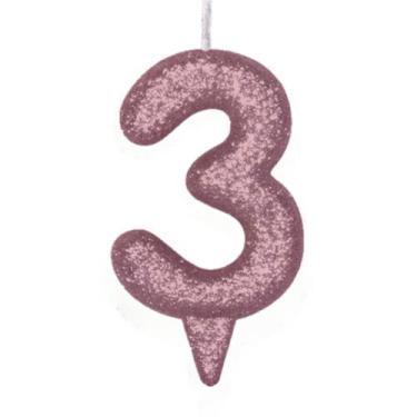 Imagem de Vela De Aniversário Número Magic Glitter Rose Gold - PartiuFesta