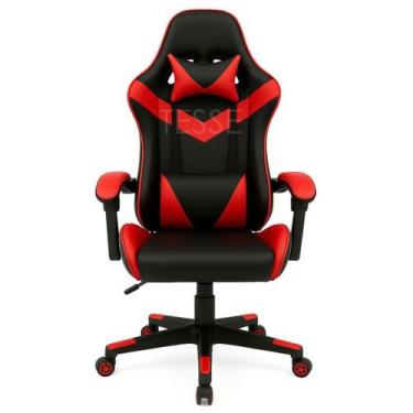 Imagem de Cadeira Escritorio Tesse Gamer Ergonômica E Reclinável, Vermelho