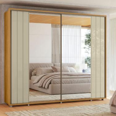Imagem de Guarda Roupa Casal Ripado em MDF 2 Portas de Correr com Espelhos e Pés Dali Madetec