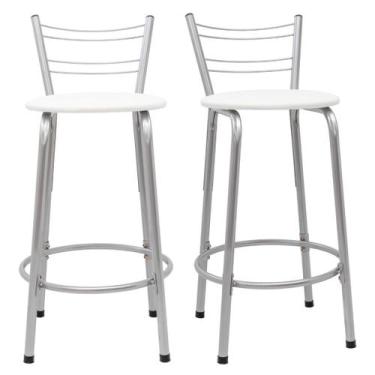 Imagem de Kit 2 Banco Para Balcão Ilha Bistrô Banqueta 60cm Flórida Prata Bar Co