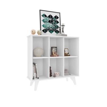 Imagem de Aparador Organizador RV Móveis Panamá com nicho e prateleiras pés estilo retro Branco
