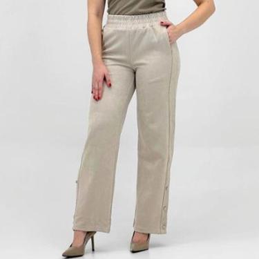 Imagem de Calça Pacific Blue Wide Leg em Suede Feminina-Feminino