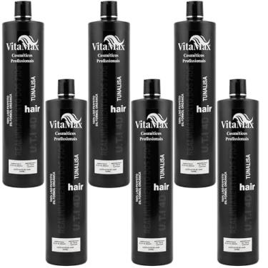 Imagem de Kit 6 Progressiva VitaMax Profissional Sem Formol 1000ml – Alisamento Orgânico, Realinhamento, Óleo de Argan, Queratina, Brilho, Anti-Frizz Para Todos os Tipos de Cabelo