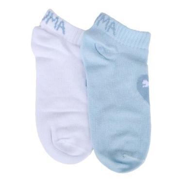 Imagem de Kit Meia Sapatilha Infantil Puma C/ 2 Pares Menina, Branco, Azul claro
