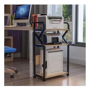 Imagem de Suporte para impressora de mesa, suporte de impressora de 3 níveis, prateleira de impressora de chão, moldura de metal, prateleira de máquina de fax móvel para escritório, casa, copiadora, scanner