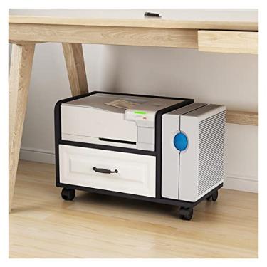 Imagem de URGDWEKJY Suporte de impressora de chão com rack de armazenamento de espaço de armazenamento com 4 rolos, armário de armazenamento com gavetas, armazenamento de escritório e suporte de impressora de
