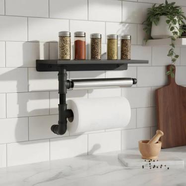 Imagem de Suporte de Parede Porta Papel Toalhas e Prateleira para Temperos Cozin