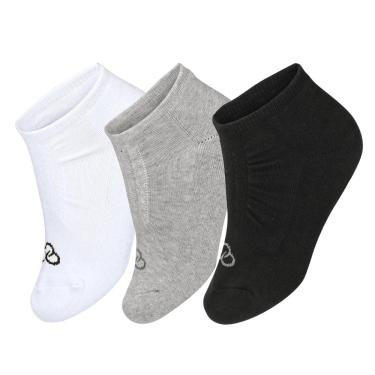 Imagem de Meia Olympikus Cano Invisível 33 ao 38 Pack Com 3 Pares Branco Preto e Cinza