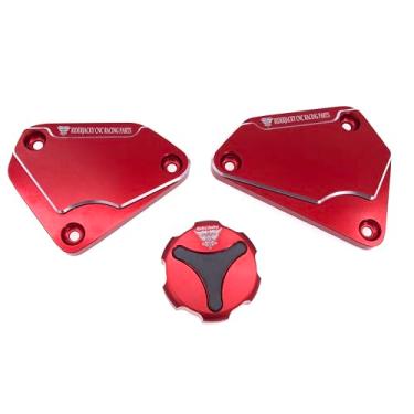 Imagem de Riderjacky Compatível com Ducati 749 749S 749R 749F 999 999S 999R 999F Freio dianteiro e embreagem e freios traseiros Tampa do reservatório de fluido do cilindro mestre (vermelho)